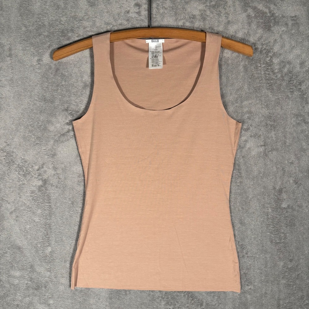 Wolford Jersey Tank Top Womens XS Beige Nude Peach Ribbed Stretch Basic Layering